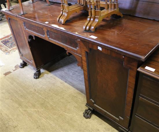 Regency Irish mahogany pedestal sideboard(-)